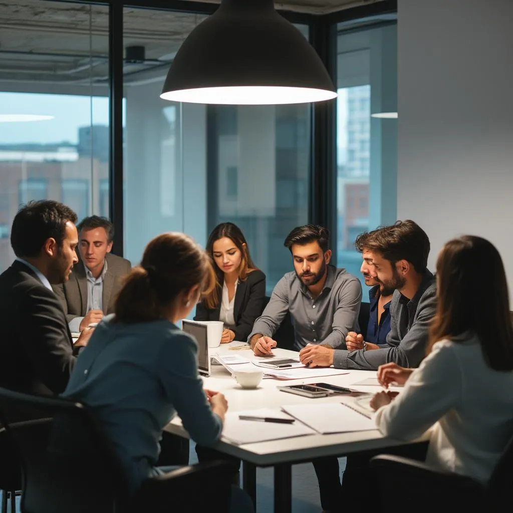 Equipo trabajando en consultoría