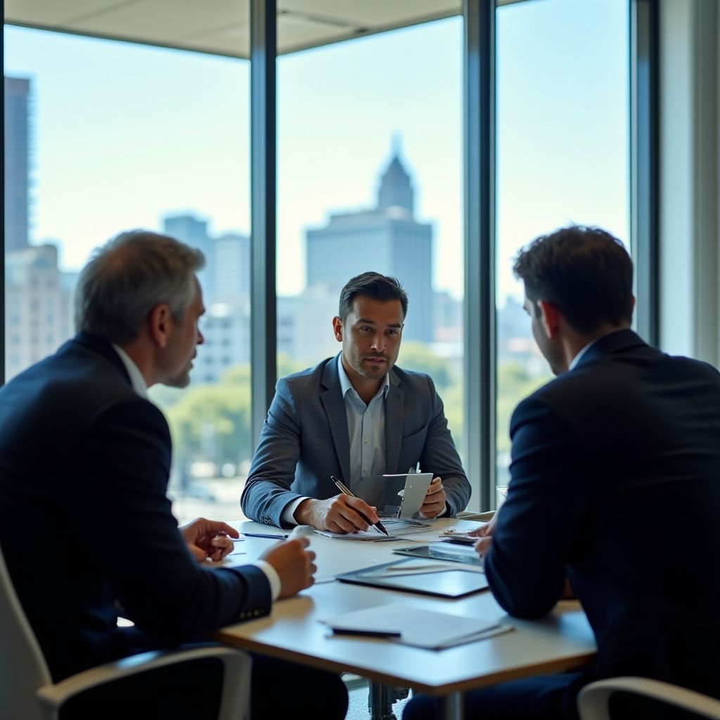 Equipo de asesores financieros analizando tendencias económicas